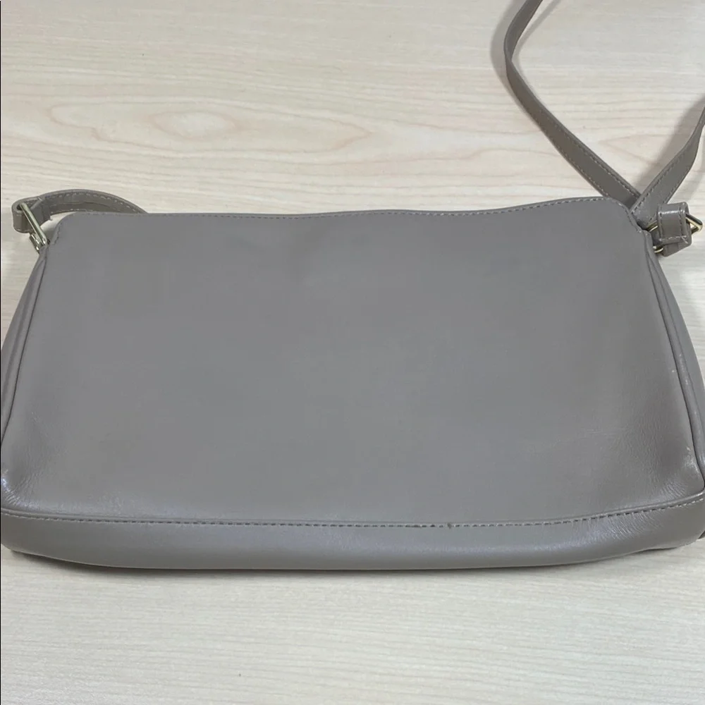 Ganson Elegant Taupe Leather Shoulder Bag